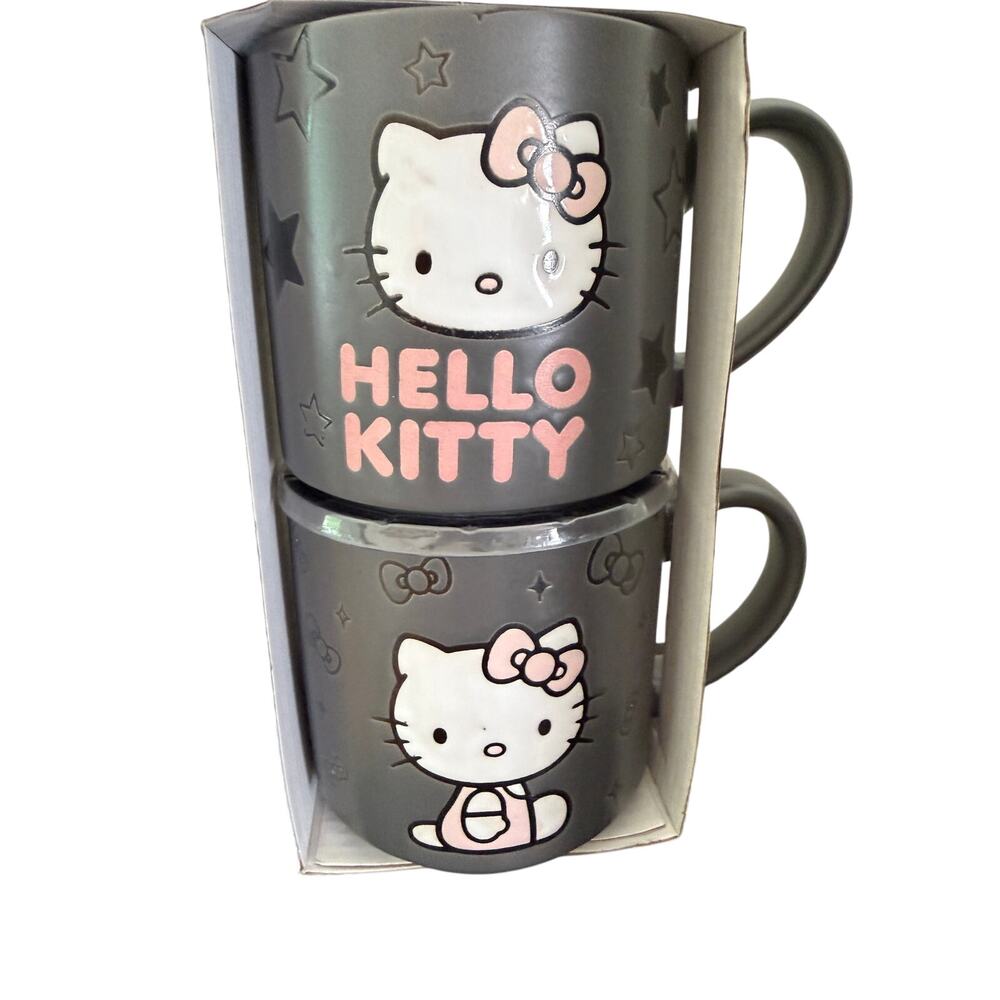 Blue Sky NEW Hello Kitty Black Star Wrap 18 OZ Mug Set of 2